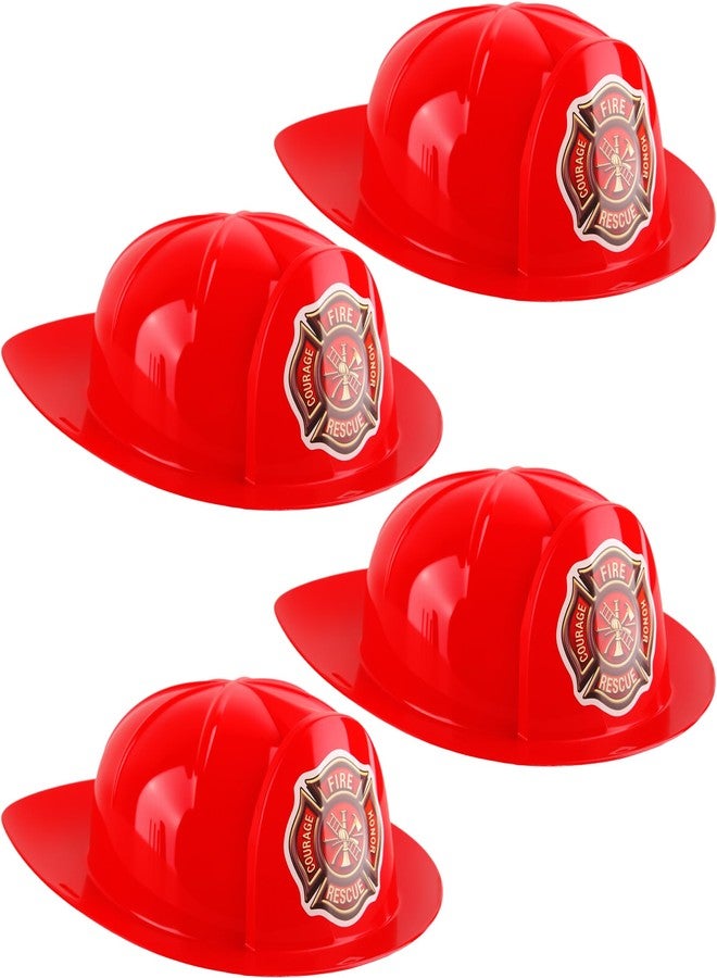 Cotiny 4 Pack Kids Firefighter Hats Plastic Fire Helmet Fireman Costume Hat for Kids Fireman Cosplay Halloween Party Decor (Color Style 3) - Image 1